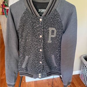 PINK Victoria's Secret Striped Gray Jacket